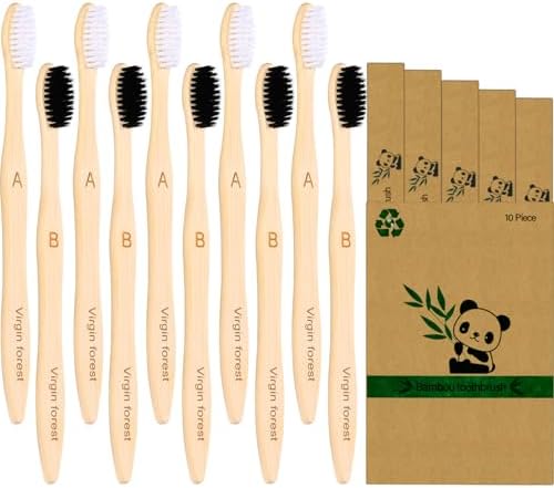 41tpASK3laL._AC_.jpg Brosses à dents bambou charbon — Lot de 10