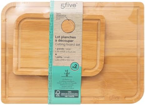 418jq8Ps3yL._AC_.jpg 5five – Lot de 2 planches à découper bambou