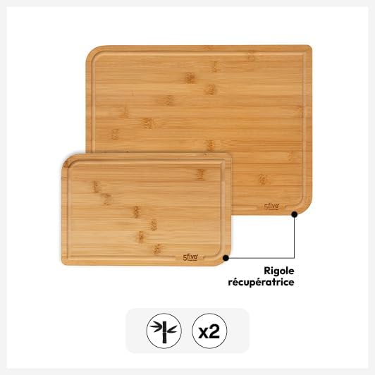 41MHQjLr2UL._AC_.jpg 5five – Lot de 2 planches à découper bambou