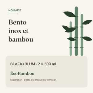 BLACK+BLUM – Bento empilable inox et bambou Illustration ÉcoBambou : BLACK+BLUM – Bento empilable inox et bambou