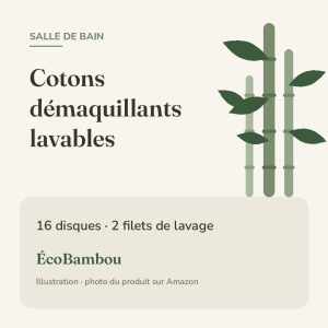 16 cotons démaquillants lavables en bambou Illustration ÉcoBambou : 16 cotons démaquillants lavables en bambou